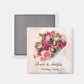 Rozen Bouquet Wedding Favor Magnet (Voorkant / Achterkant)