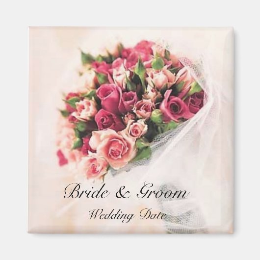 Rozen Bouquet Wedding Favor Magnet (Voorkant)