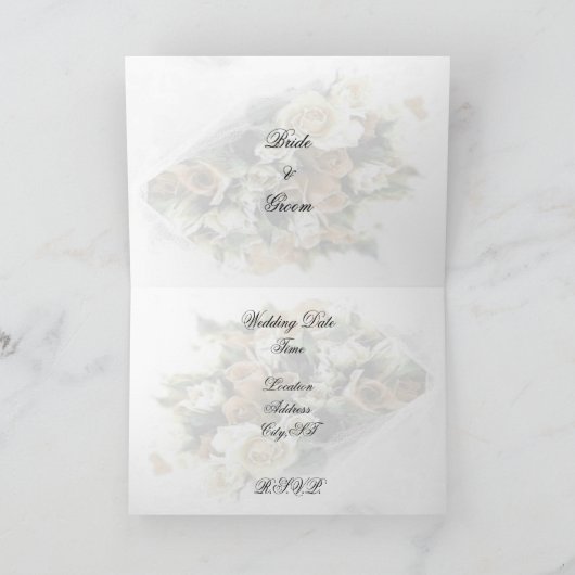 Rozen Bouquet Wedding Invitation (Binnen)
