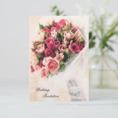 Rozen Bouquet Wedding Kaart (Staand voorkant)