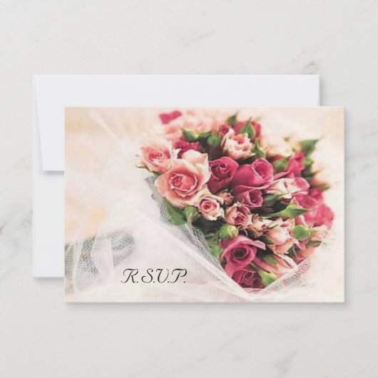Rozen Bouquet Wedding RSVP Kaartje (Voorkant)