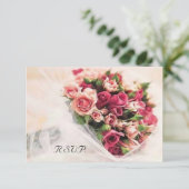 Rozen Bouquet Wedding RSVP Kaartje (Staand voorkant)