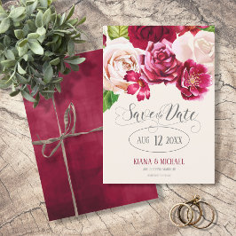 Rozen Bourgundy/Cream Wedding Save the Date ID584