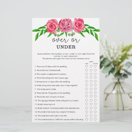 Rozen boven of onder vrijgezellenfeest (Staand voorkant)