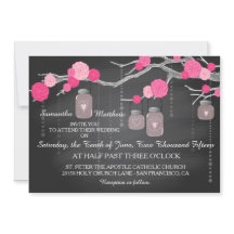 Rozen Branches Chalkboard Wedding Invitation Card