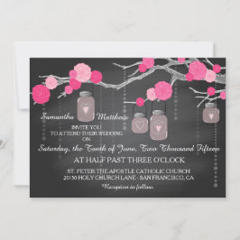 Rozen Branches Chalkboard Wedding Invitation Card Kaart