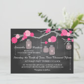 Rozen Branches Chalkboard Wedding Invitation Card Kaart (Staand voorkant)