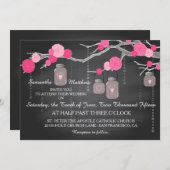 Rozen Branches Chalkboard Wedding Invitation Card Kaart (Voorkant / Achterkant)
