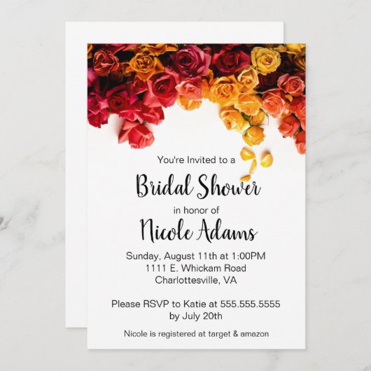 Rozen - Bridal Shower Invitation Kaart (Voorkant / Achterkant)