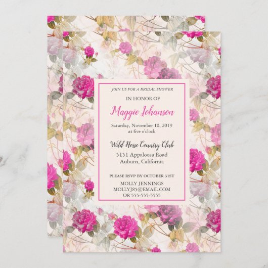 Rozen Bridal Shower Kaart (Voorkant / Achterkant)