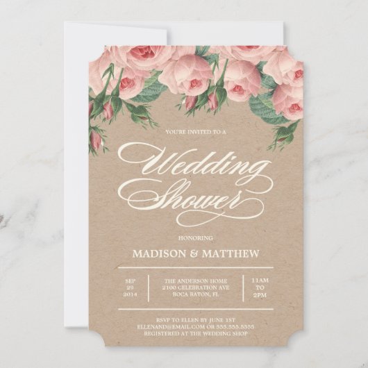 Rozen | Bridal Shower-uitnodiging Kaart (Voorkant)