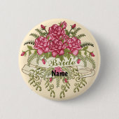 Rozen Bruid Wedding pin knop Ronde Button 5,7 Cm (Voorkant)