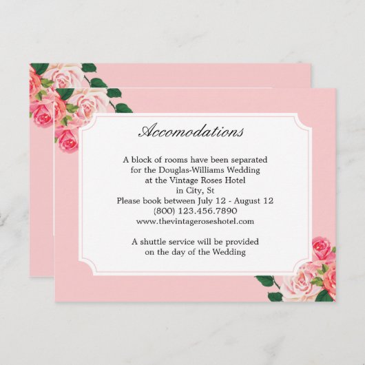  Rozen bruiloft accommodaties Briefkaart (Voorkant / Achterkant)