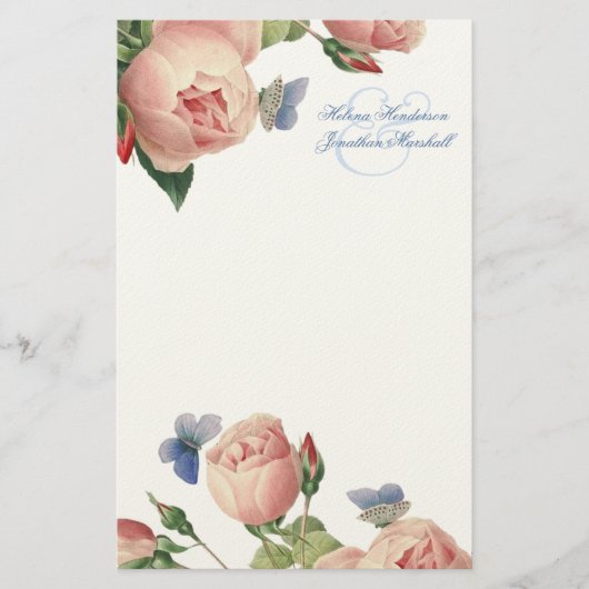  Rozen bruiloft dank u briefpapier (Voorkant)