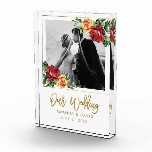 Rozen Bruiloft Keepsake Passen getrouwd Fotoblokken (Rechts)