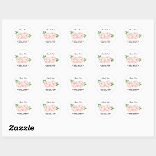  Rozen bruiloft Ronde Sticker (Vel)