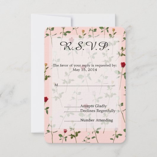  Rozen bruiloft RSVP (Voorkant)