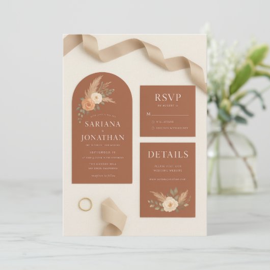 Rozen bruiloft uitnodiging set Collectie | terraco (Staand voorkant)