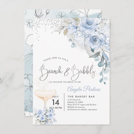 Rozen Brunch Bubble met Waterverf Kaart (Voorkant / Achterkant)