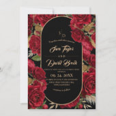 Rozen Burgundy Bloemige Moderne Boho Bruiloft Kaart (Voorkant)