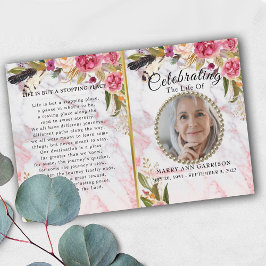 Rozen Burgundy Blush Celebration of Life Programme