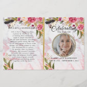 Rozen Burgundy Blush Celebration of Life Programme (Voorkant)