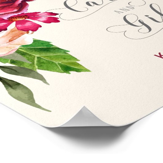 Rozen Burgundy/Cream Kaarten en Gifts ID584 Poster (Hoek)