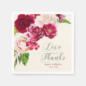Rozen Burgundy/Cream Love and Bedankt ID584 Servet (Voorkant)
