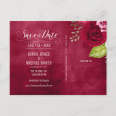 Rozen Burgundy/Cream Save the Date ID584 Aankondigingskaart (Achterkant)