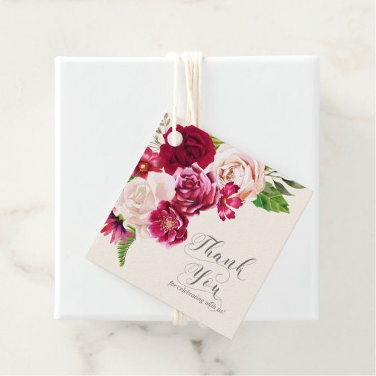 Rozen Burgundy/Cream Wedding Dank je ID584 Bedankjes Labels (In situ)