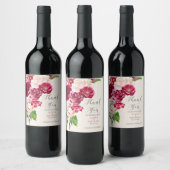 Rozen Burgundy/Cream Wedding Dank je ID584 Wijn Etiket (Flessen)