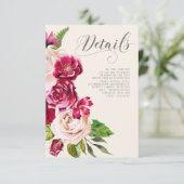 Rozen Burgundy/Cream Wedding Details ID584 Informatiekaartje (Staand voorkant)