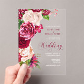 Rozen Burgundy/Cream Wedding ID584 Acryl Uitnodigingen (Insitu (Draagbaar))