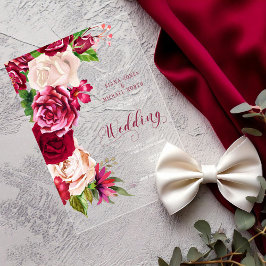 Rozen Burgundy/Cream Wedding ID584 Acryl Uitnodigingen