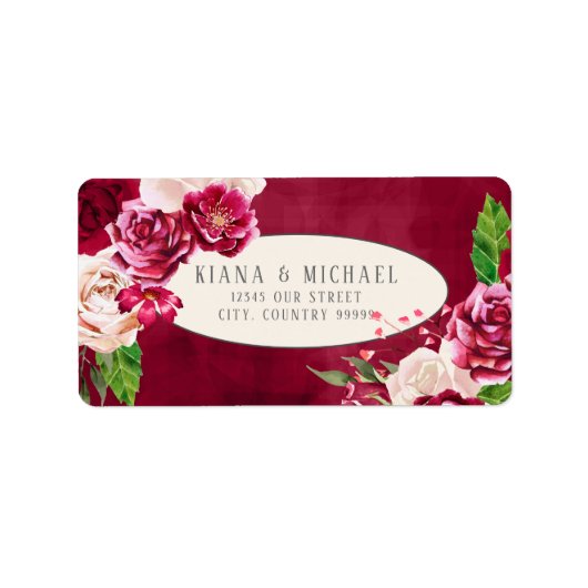 Rozen Burgundy/Cream Wedding ID584 Etiket (Voorkant)