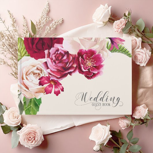 Rozen Burgundy/Cream Wedding ID584 Gastenboek