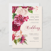Rozen Burgundy/Cream Wedding ID584 Kaart (Voorkant)