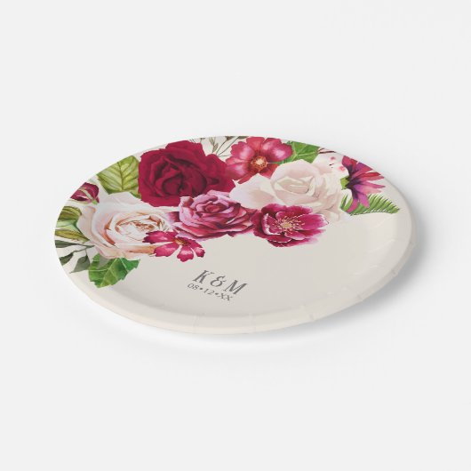 Rozen Burgundy/Cream Wedding ID584 Papieren Bordje (Gekanteld)