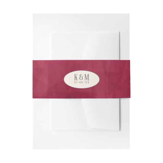 Rozen Burgundy/Cream Wedding ID584 Uitnodigingen Wikkel (Voorkant Voorbeeld)