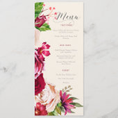 Rozen Burgundy/Cream Wedding Menu ID584 (Voorkant)