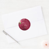 Rozen Burgundy/Cream Wedding Mr en Mrs ID584 Ronde Sticker (Envelop)