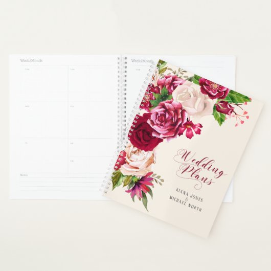 Rozen Burgundy/Cream Wedding Plans ID584 Planner (Display)