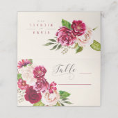 Rozen Burgundy/Cream Wedding Table ID584 Plaatskaartje (Buitenkant ongevouwen)