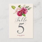 Rozen Burgundy/Cream Wedding Table Numbers ID584 Kaart (Voorkant)