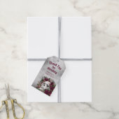 Rozen Burgundy Maroon Gray Aangepast Cadeaulabel (Met Touw)