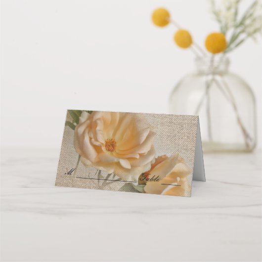  Rozen & Burlap - Wedding Place Cards Plaatskaartje (Voorkant)