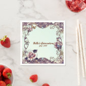 Rozen & Butterflies Bronze Quinceañera Party Servetten (Insitu)