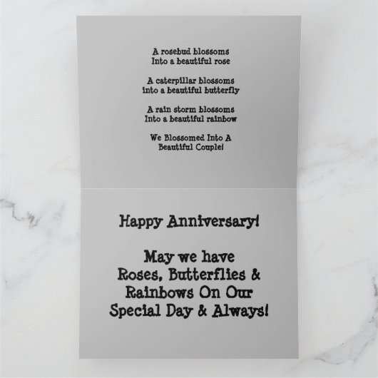 Rozen Butterflies en Rainbows Kaart (Binnen)