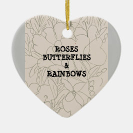 Rozen Butterflies en Rainbows Keramisch Ornament