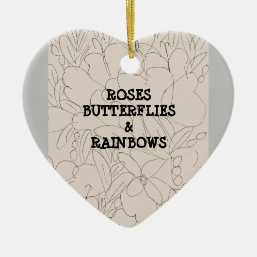 Rozen Butterflies en Rainbows Keramisch Ornament (Voorkant)